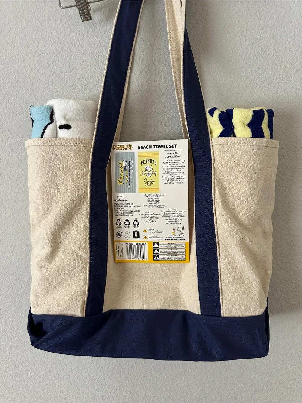 Peanuts Canvas Tote Bag beach towel set brand new